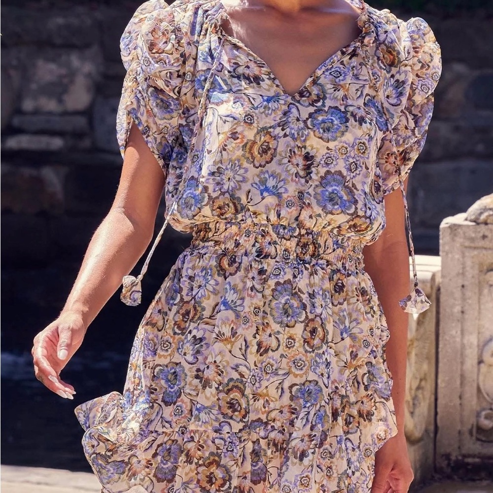 NWT Misa Los Angeles Kayla Floral Split Puff Sleeve Dress